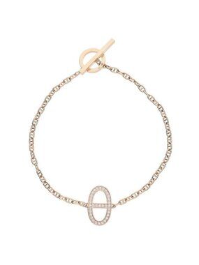 Hermes Chene Dancre Contour 18K Pink Gold Diamond Bracelet Lg